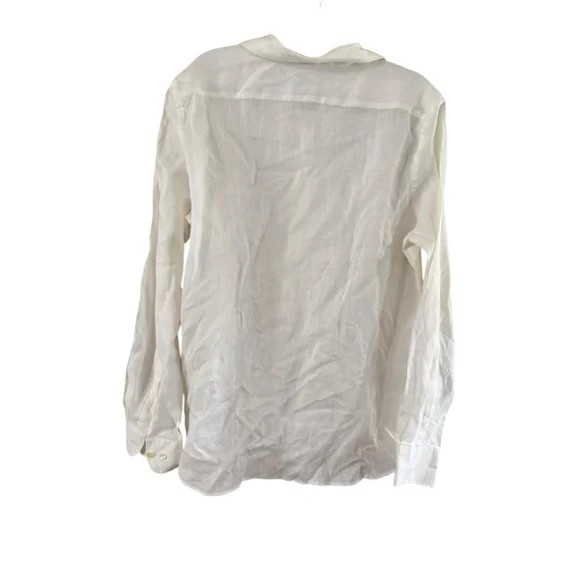 Women's Bruno White Linen Button Down Shirt L - Picture 9 of 9